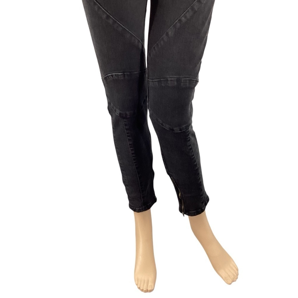 Free People We The Free Bella Moto Mid Rise Skinny Jeans Black 26 - Picture 3 of 8